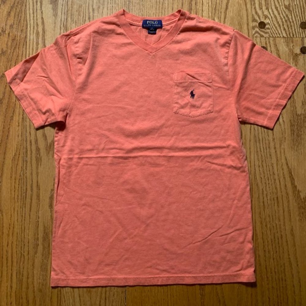 Boys' Polo Cotton Jersey V-Neck Tee, Size Large